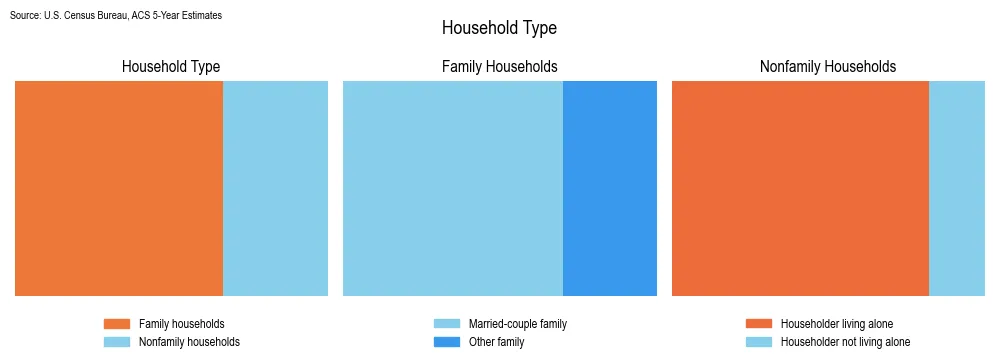 Household types and family structure in Georgia based on 2023 American Community Survey (ACS) data