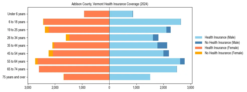 Health insurance pyramid for Addison County, Vermont