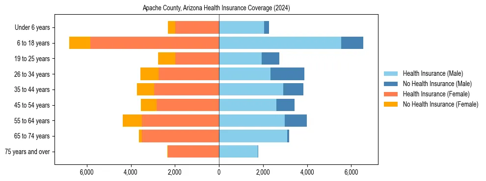 Health insurance pyramid for Apache County, Arizona