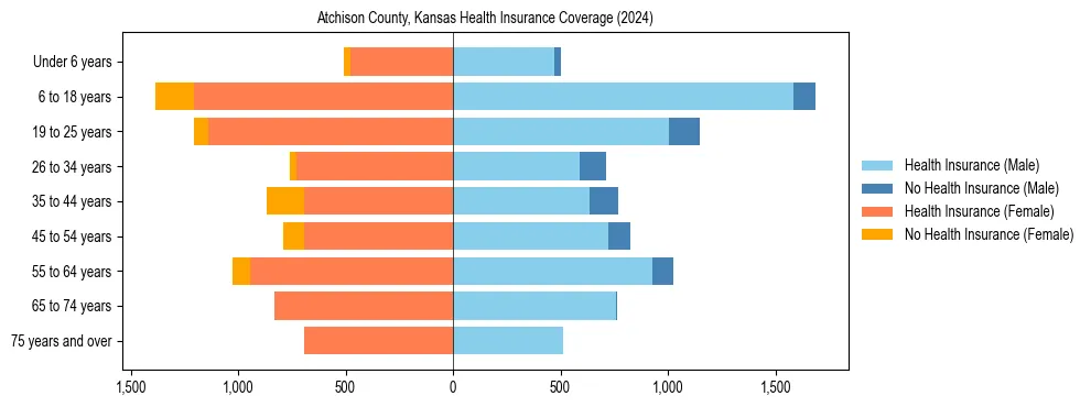 Health insurance pyramid for Atchison County, Kansas