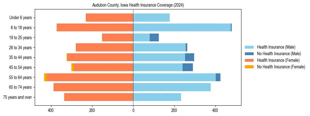 Health insurance pyramid for Audubon County, Iowa