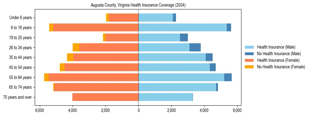 Health insurance pyramid for Augusta County, Virginia