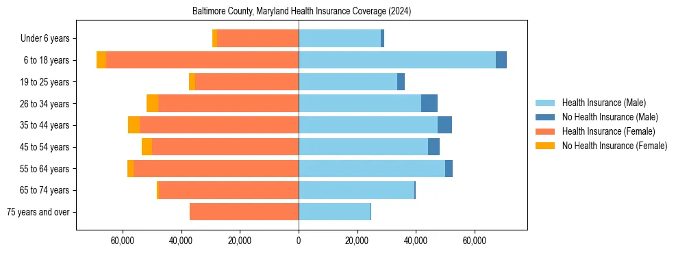 Health insurance pyramid for Baltimore County, Maryland