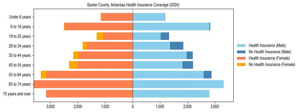 Health insurance pyramid for Baxter County, Arkansas