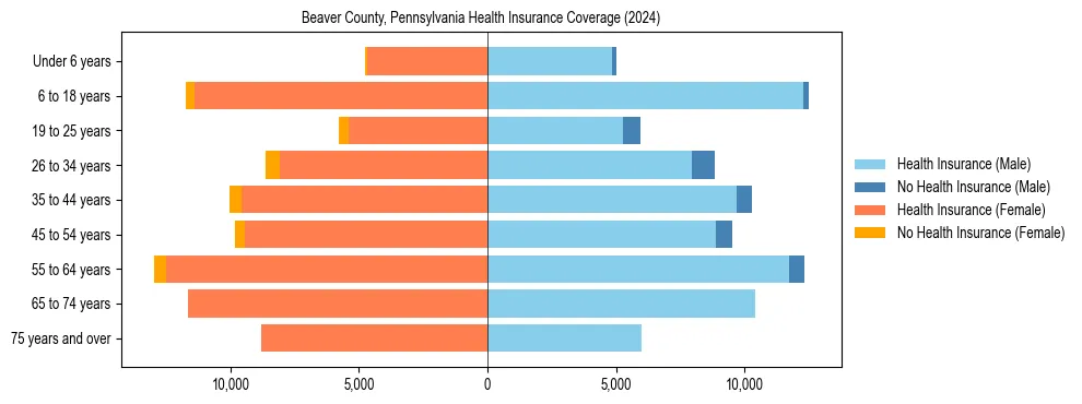 Health insurance pyramid for Beaver County, Pennsylvania