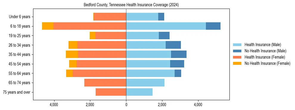Health insurance pyramid for Bedford County, Tennessee