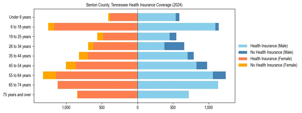 Health insurance pyramid for Benton County, Tennessee