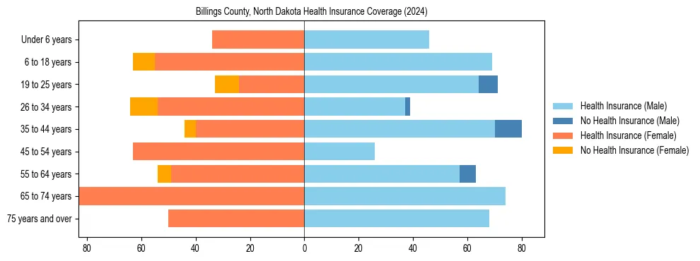 Health insurance pyramid for Billings County, North Dakota