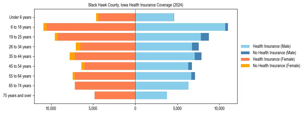 Health insurance pyramid for Black Hawk County, Iowa