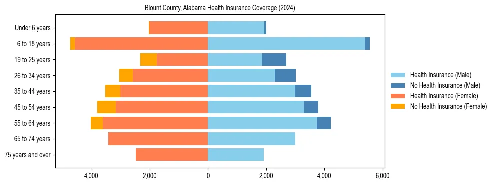 Health insurance pyramid for Blount County, Alabama