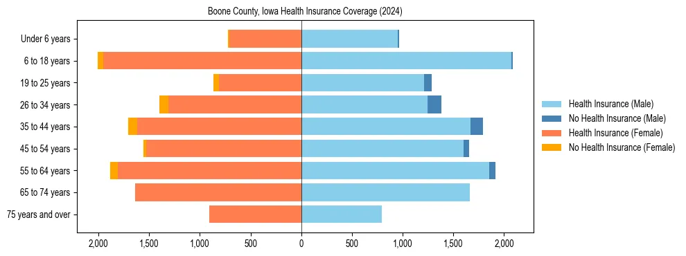 Health insurance pyramid for Boone County, Iowa