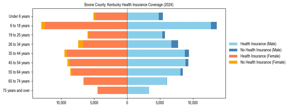 Health insurance pyramid for Boone County, Kentucky