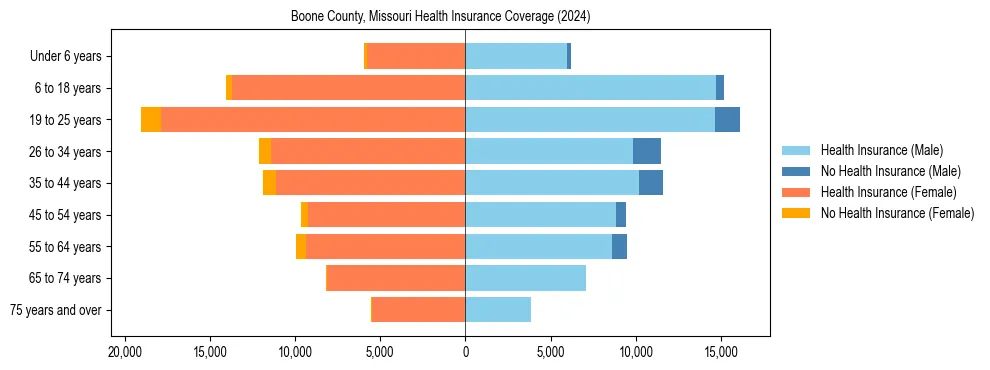 Health insurance pyramid for Boone County, Missouri