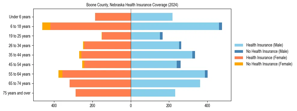 Health insurance pyramid for Boone County, Nebraska