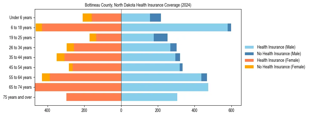 Health insurance pyramid for Bottineau County, North Dakota