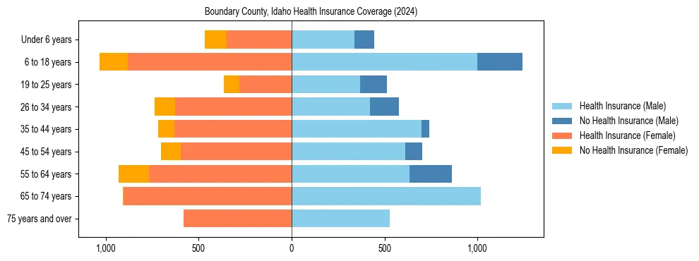 Health insurance pyramid for Boundary County, Idaho