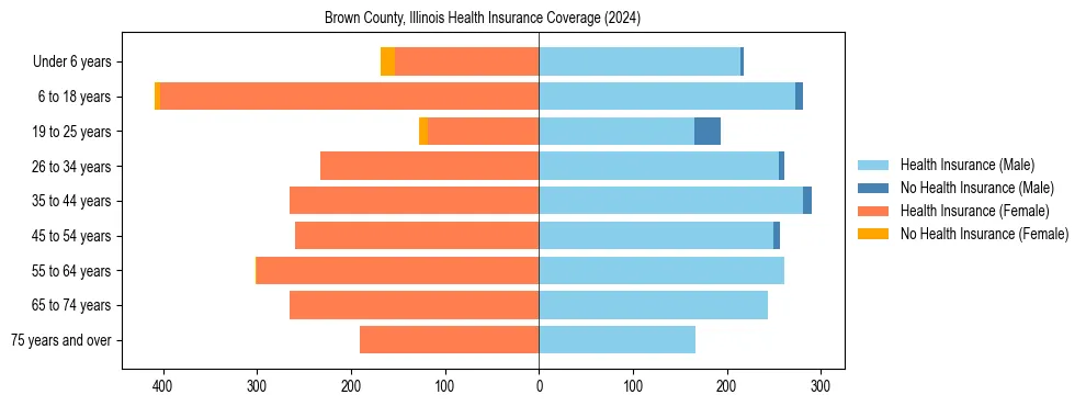 Health insurance pyramid for Brown County, Illinois