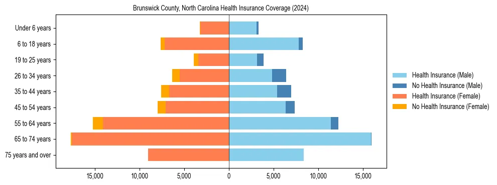 Health insurance pyramid for Brunswick County, North Carolina