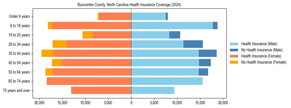 Health insurance pyramid for Buncombe County, North Carolina