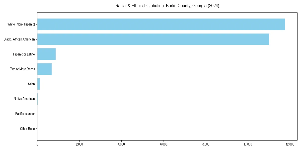 Bar chart showing racial distribution in  for 2024