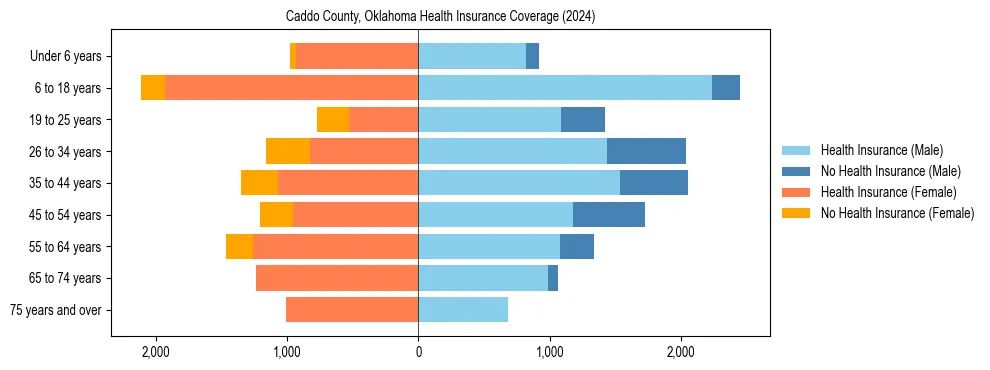 Health insurance pyramid for Caddo County, Oklahoma