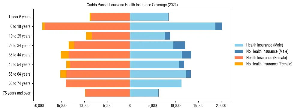 Health insurance pyramid for Caddo Parish, Louisiana