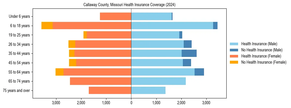 Health insurance pyramid for Callaway County, Missouri