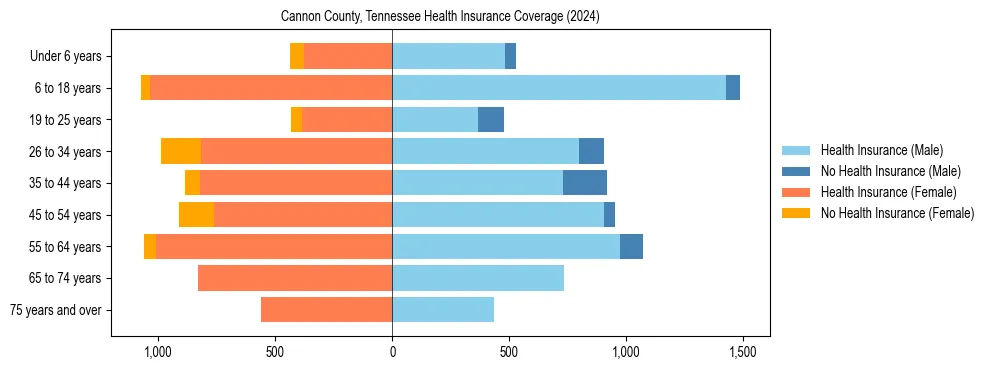 Health insurance pyramid for Cannon County, Tennessee