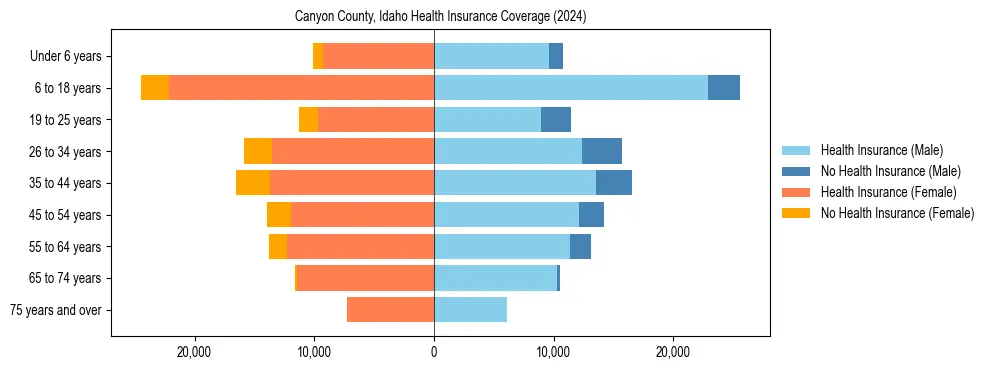 Health insurance pyramid for Canyon County, Idaho