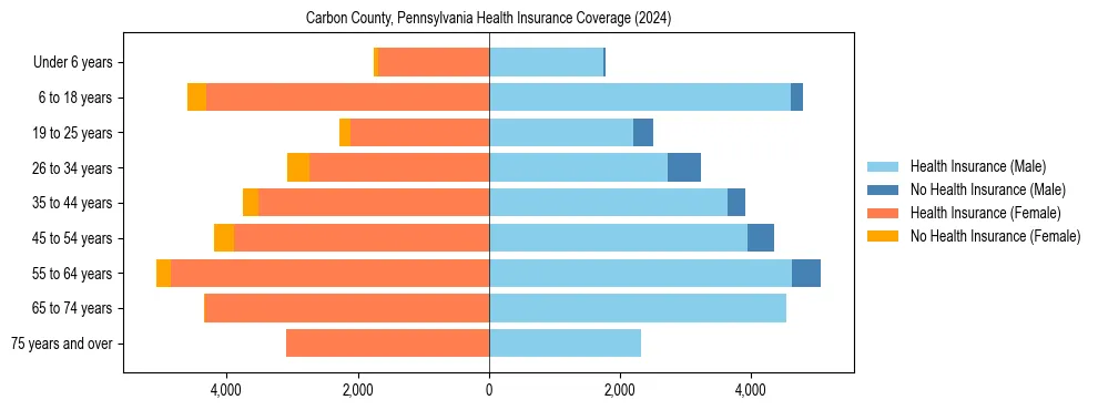 Health insurance pyramid for Carbon County, Pennsylvania