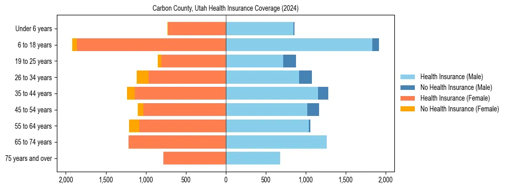 Health insurance pyramid for Carbon County, Utah