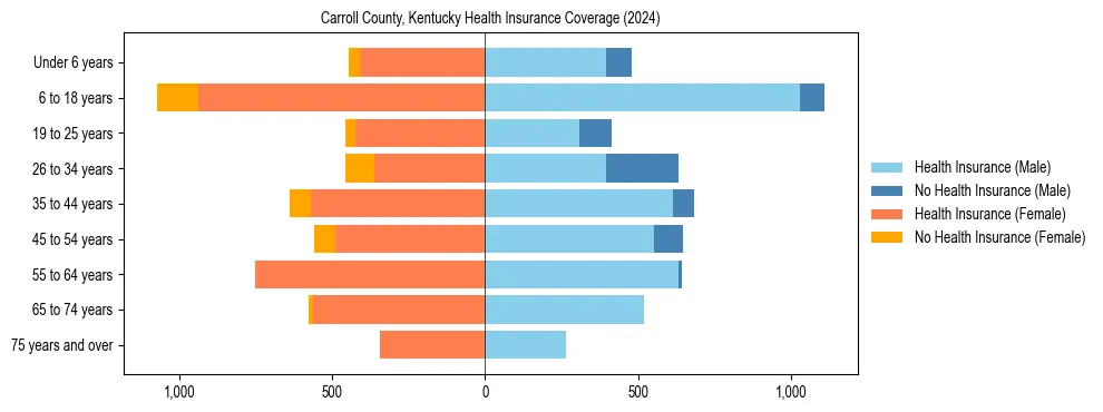 Health insurance pyramid for Carroll County, Kentucky