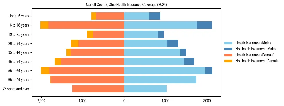 Health insurance pyramid for Carroll County, Ohio