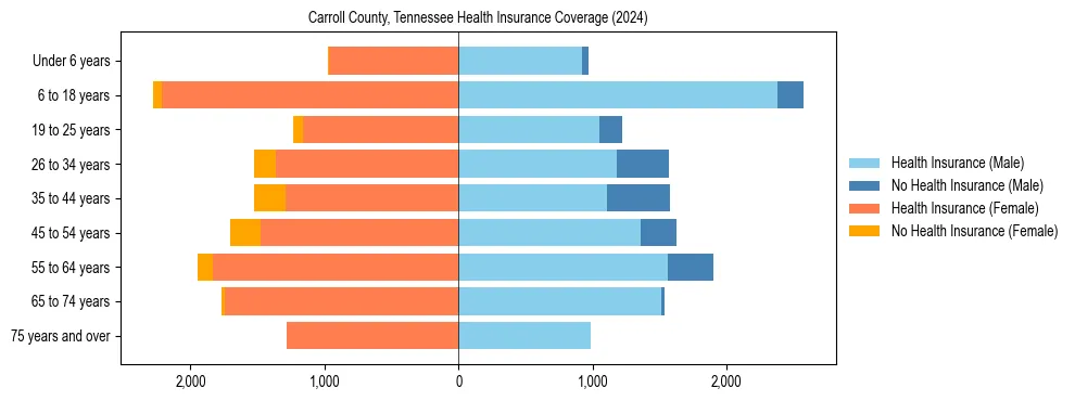 Health insurance pyramid for Carroll County, Tennessee