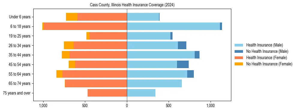 Health insurance pyramid for Cass County, Illinois