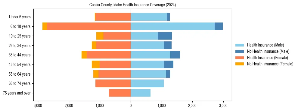 Health insurance pyramid for Cassia County, Idaho