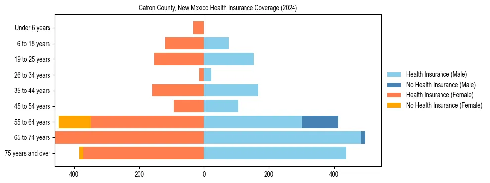 Health insurance pyramid for Catron County, New Mexico