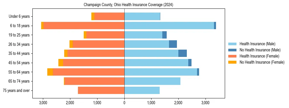 Health insurance pyramid for Champaign County, Ohio