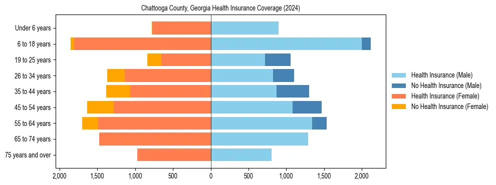 Health insurance pyramid for Chattooga County, Georgia