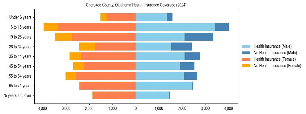 Health insurance pyramid for Cherokee County, Oklahoma