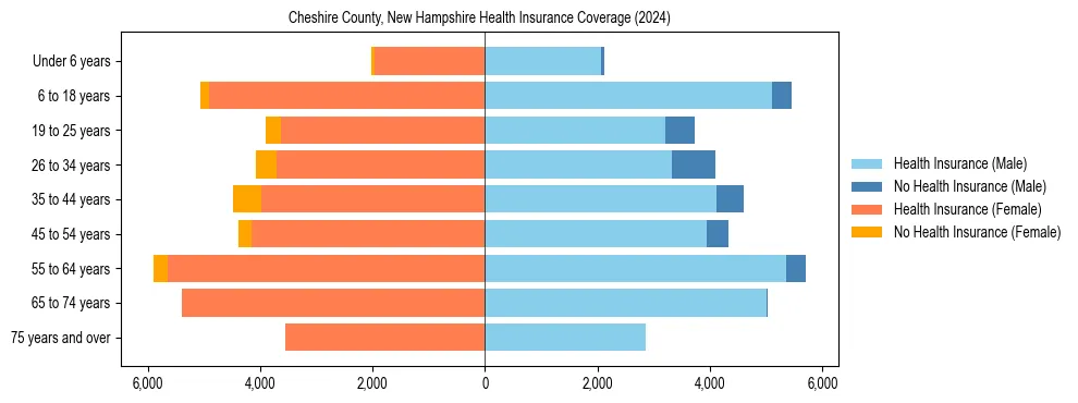 Health insurance pyramid for Cheshire County, New Hampshire