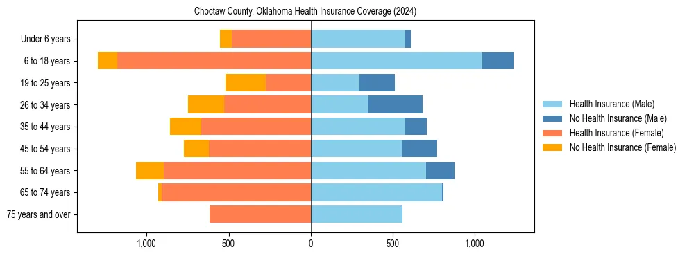 Health insurance pyramid for Choctaw County, Oklahoma
