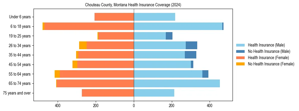 Health insurance pyramid for Chouteau County, Montana