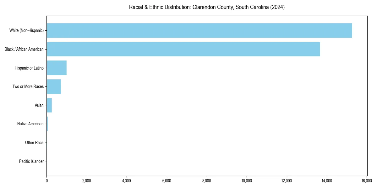 Bar chart showing racial distribution in  for 2024
