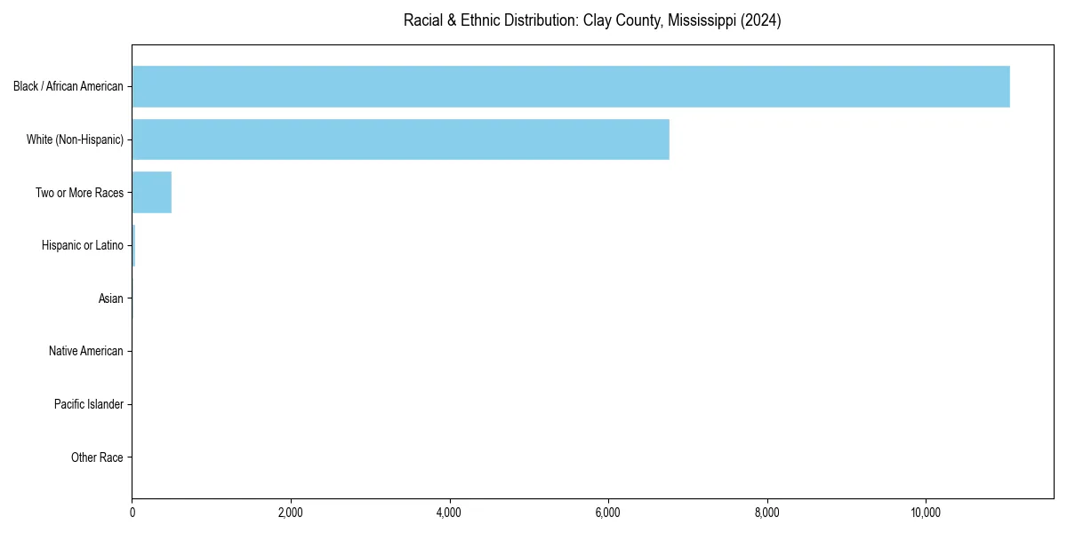 Bar chart showing racial distribution in  for 2024