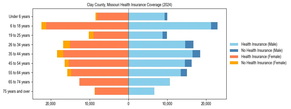 Health insurance pyramid for Clay County, Missouri
