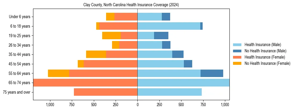 Health insurance pyramid for Clay County, North Carolina