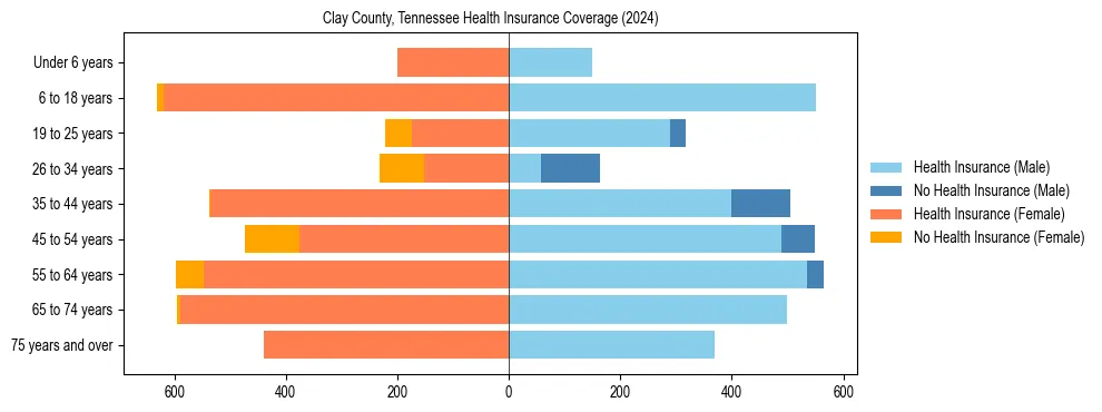 Health insurance pyramid for Clay County, Tennessee