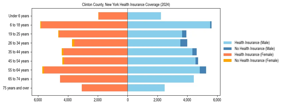 Health insurance pyramid for Clinton County, New York