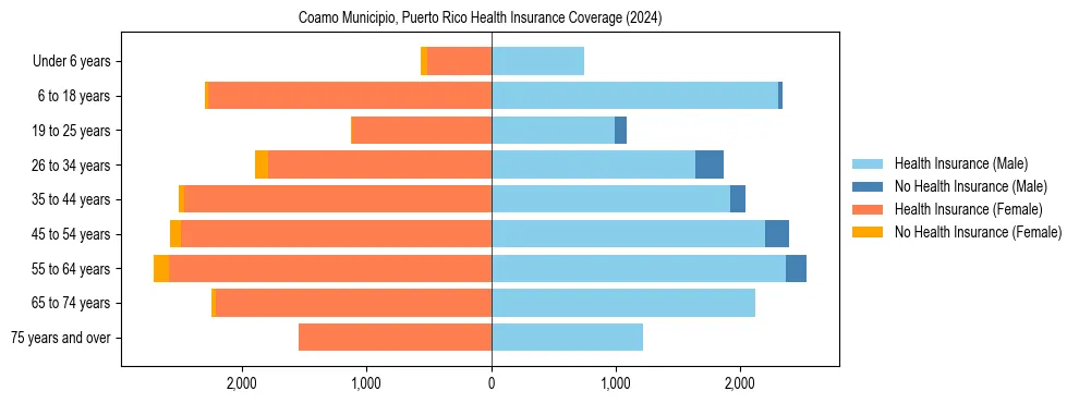 Health insurance pyramid for Coamo Municipio, Puerto Rico
